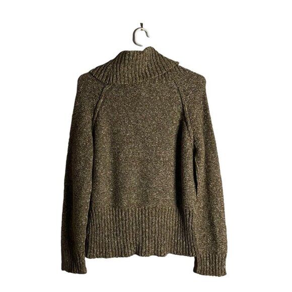 University Club Women’s Brown Cowl Neck Button Accent Sweater - Picture 8 of 8